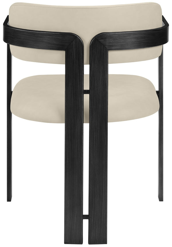 Meridian Furniture Aurum Vegan Leather Dining Chair with Graphite Iron Frame Modern Sculptural 88093Beige-C