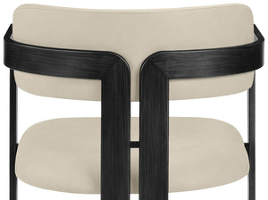 Meridian Furniture Aurum Vegan Leather Dining Chair with Graphite Iron Frame Modern Sculptural 88093Beige-C