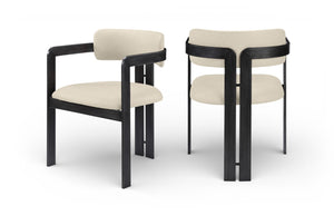 Meridian Furniture Aurum Vegan Leather Dining Chair with Graphite Iron Frame Modern Sculptural 88093Beige-C