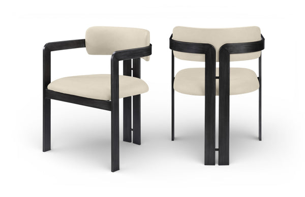 Meridian Furniture Aurum Vegan Leather Dining Chair with Graphite Iron Frame Modern Sculptural 88093Beige-C