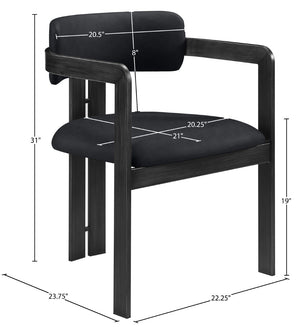 Meridian Furniture Aurum Vegan Leather Dining Chair with Sculptural Iron Frame for Modern Spaces 88093Black-C