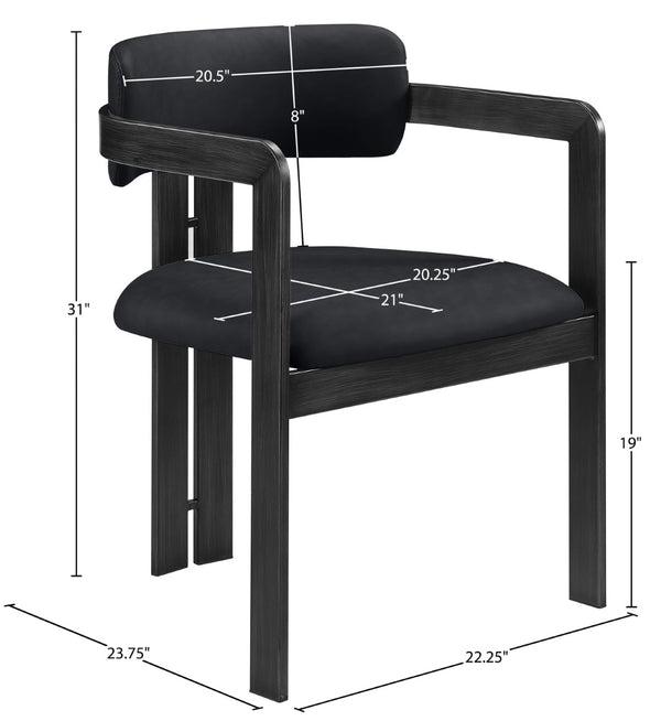 Meridian Furniture Aurum Vegan Leather Dining Chair with Sculptural Iron Frame for Modern Spaces 88093Black-C