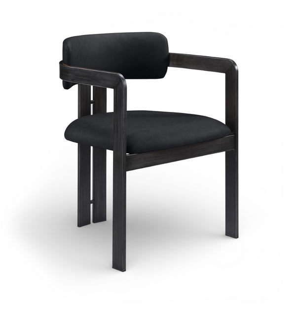Meridian Furniture Aurum Vegan Leather Dining Chair with Sculptural Iron Frame for Modern Spaces 88093Black-C