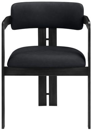 Meridian Furniture Aurum Vegan Leather Dining Chair with Sculptural Iron Frame for Modern Spaces 88093Black-C
