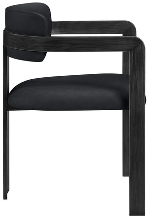 Meridian Furniture Aurum Vegan Leather Dining Chair with Sculptural Iron Frame for Modern Spaces 88093Black-C