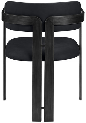 Meridian Furniture Aurum Vegan Leather Dining Chair with Sculptural Iron Frame for Modern Spaces 88093Black-C