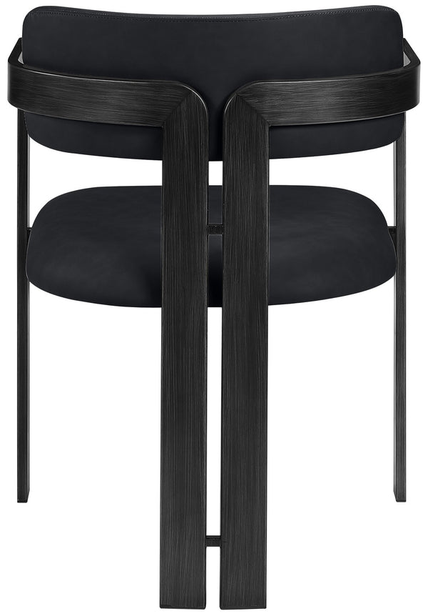 Meridian Furniture Aurum Vegan Leather Dining Chair with Sculptural Iron Frame for Modern Spaces 88093Black-C