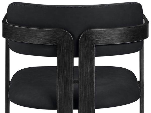 Meridian Furniture Aurum Vegan Leather Dining Chair with Sculptural Iron Frame for Modern Spaces 88093Black-C
