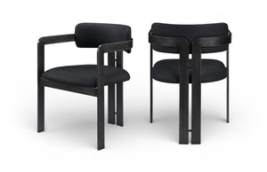 Meridian Furniture Aurum Vegan Leather Dining Chair with Sculptural Iron Frame for Modern Spaces 88093Black-C