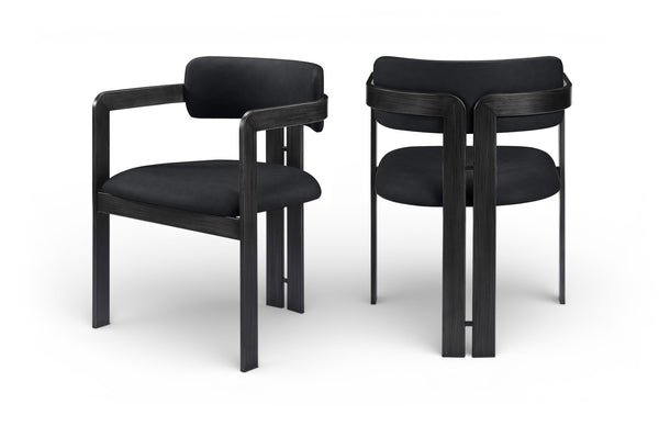 Meridian Furniture Aurum Vegan Leather Dining Chair with Sculptural Iron Frame for Modern Spaces 88093Black-C