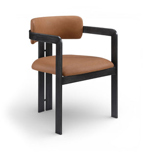 Meridian Furniture Aurum Cognac Vegan Leather Dining Chair with Graphite Iron Frame Modern Style 88093Cognac-C