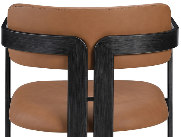 Meridian Furniture Aurum Cognac Vegan Leather Dining Chair with Graphite Iron Frame Modern Style 88093Cognac-C