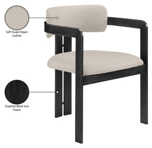 Meridian Furniture Aurum Taupe Vegan Leather Dining Chair with Graphite Iron Frame Modern Appeal 88093Taupe-C