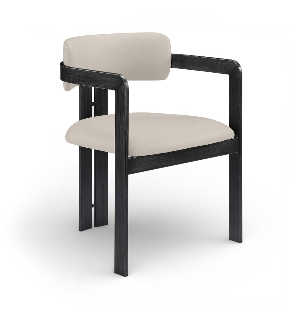 Meridian Furniture Aurum Taupe Vegan Leather Dining Chair with Graphite Iron Frame Modern Appeal 88093Taupe-C
