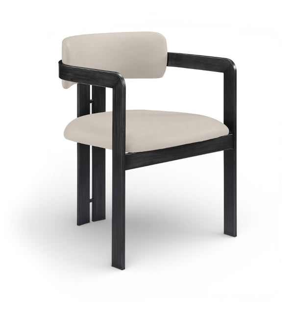 Meridian Furniture Aurum Taupe Vegan Leather Dining Chair with Graphite Iron Frame Modern Appeal 88093Taupe-C