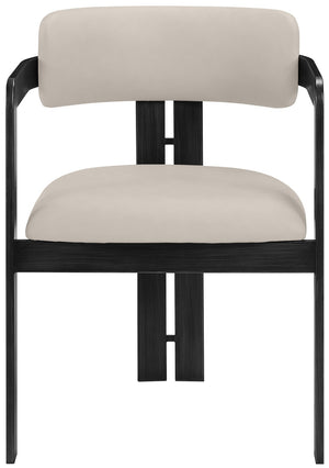 Meridian Furniture Aurum Taupe Vegan Leather Dining Chair with Graphite Iron Frame Modern Appeal 88093Taupe-C