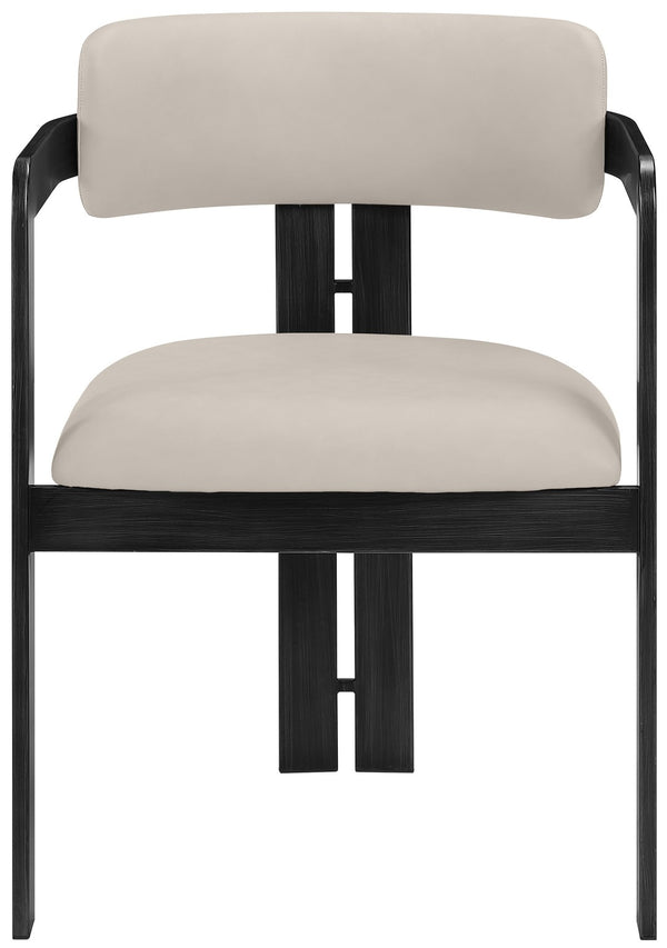 Meridian Furniture Aurum Taupe Vegan Leather Dining Chair with Graphite Iron Frame Modern Appeal 88093Taupe-C