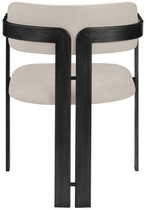 Meridian Furniture Aurum Taupe Vegan Leather Dining Chair with Graphite Iron Frame Modern Appeal 88093Taupe-C