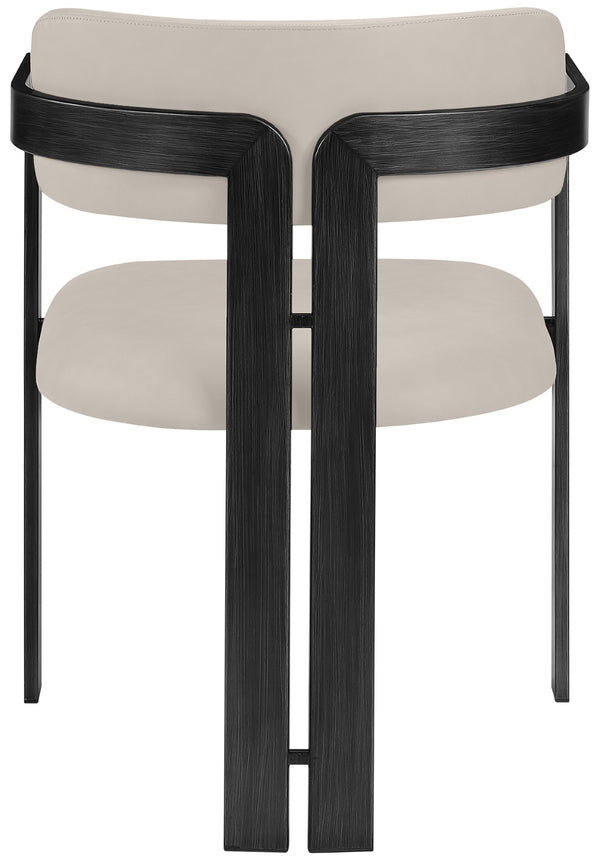 Meridian Furniture Aurum Taupe Vegan Leather Dining Chair with Graphite Iron Frame Modern Appeal 88093Taupe-C