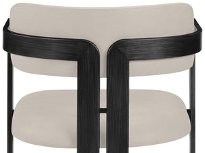 Meridian Furniture Aurum Taupe Vegan Leather Dining Chair with Graphite Iron Frame Modern Appeal 88093Taupe-C