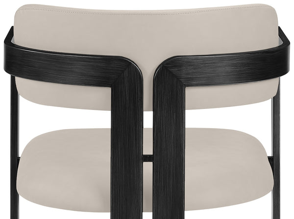 Meridian Furniture Aurum Taupe Vegan Leather Dining Chair with Graphite Iron Frame Modern Appeal 88093Taupe-C
