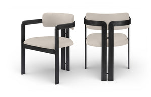 Meridian Furniture Aurum Taupe Vegan Leather Dining Chair with Graphite Iron Frame Modern Appeal 88093Taupe-C