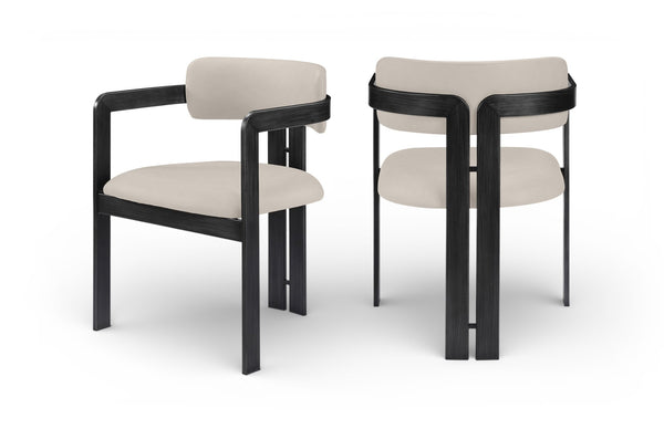Meridian Furniture Aurum Taupe Vegan Leather Dining Chair with Graphite Iron Frame Modern Appeal 88093Taupe-C