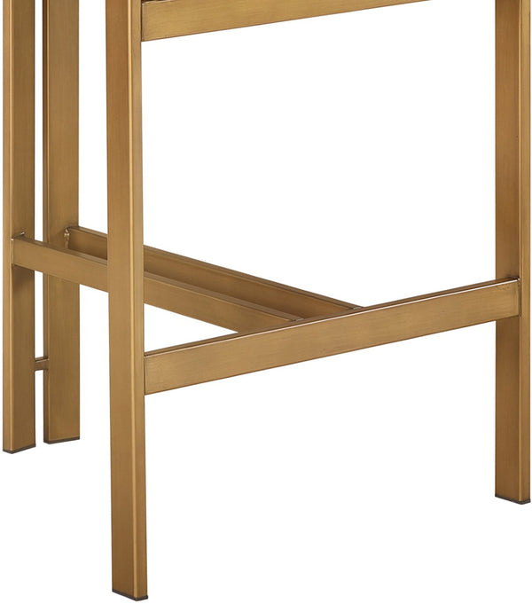 Meridian Furniture Aurum Vegan Leather Counter Stool with Sculpted Brushed Brass Frame for Kitchen Islands 88094Beige-C