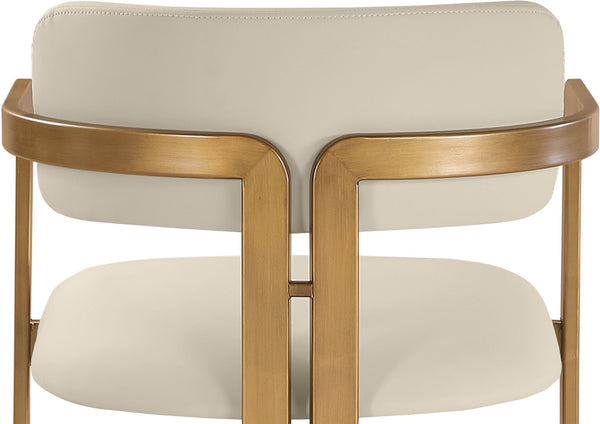 Meridian Furniture Aurum Vegan Leather Counter Stool with Sculpted Brushed Brass Frame for Kitchen Islands 88094Beige-C