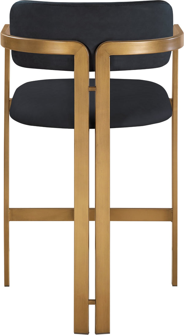 Meridian Furniture Aurum Vegan Leather Counter Stool with Brushed Brass Frame for Kitchen Islands 88094Black-C