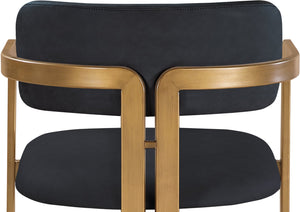 Meridian Furniture Aurum Vegan Leather Counter Stool with Brushed Brass Frame for Kitchen Islands 88094Black-C