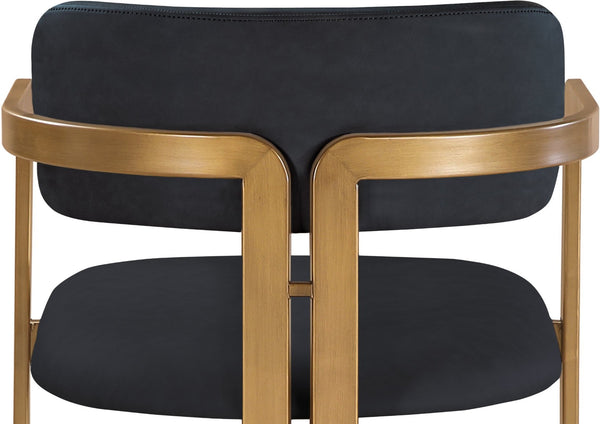 Meridian Furniture Aurum Vegan Leather Counter Stool with Brushed Brass Frame for Kitchen Islands 88094Black-C