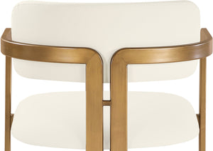 Meridian Furniture Aurum Sculptural Brushed Brass Vegan Leather Counter Stool for Kitchen Islands 88094Cream-C