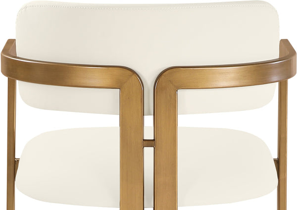 Meridian Furniture Aurum Sculptural Brushed Brass Vegan Leather Counter Stool for Kitchen Islands 88094Cream-C