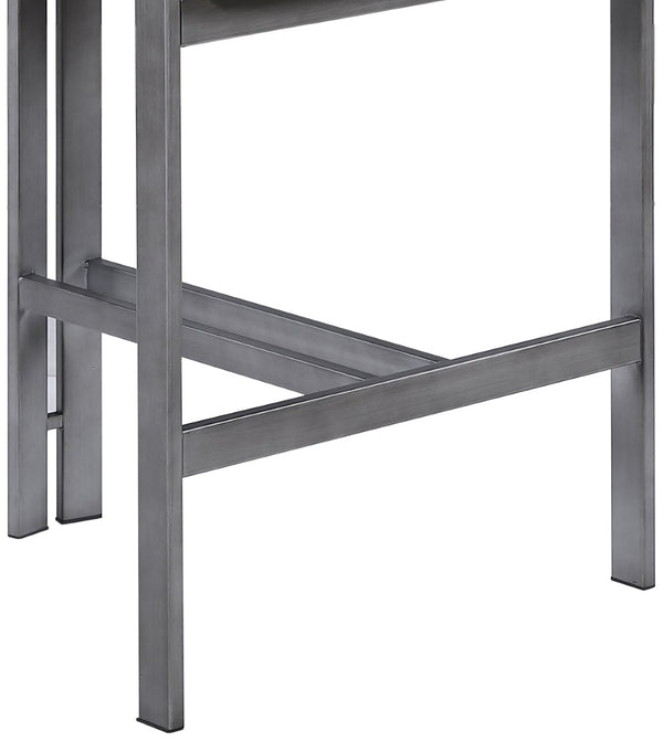 Meridian Furniture Aurum Vegan Leather Counter Stool with Brushed Silver Frame for Kitchen Islands 88095Black-C