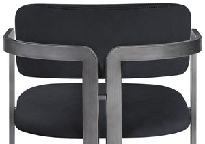 Meridian Furniture Aurum Vegan Leather Counter Stool with Brushed Silver Frame for Kitchen Islands 88095Black-C