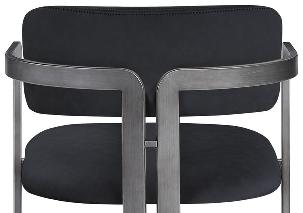 Meridian Furniture Aurum Vegan Leather Counter Stool with Brushed Silver Frame for Kitchen Islands 88095Black-C