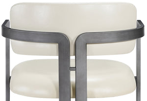 Meridian Furniture Aurum Cream Vegan Leather Counter Stool with Brushed Silver Sculptural Frame 88095Cream-C