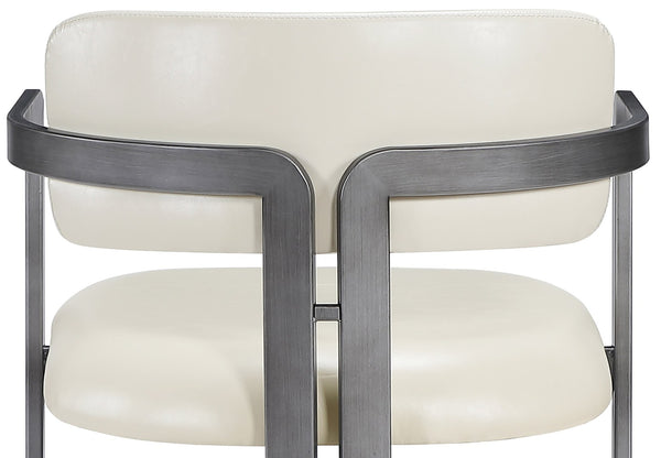 Meridian Furniture Aurum Cream Vegan Leather Counter Stool with Brushed Silver Sculptural Frame 88095Cream-C