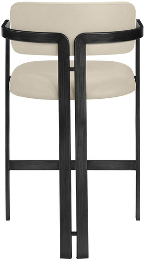 Meridian Furniture Aurum Beige Vegan Leather Counter Stool with Sculptural Graphite Iron Frame 88096Beige-C