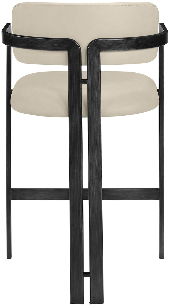 Meridian Furniture Aurum Beige Vegan Leather Counter Stool with Sculptural Graphite Iron Frame 88096Beige-C