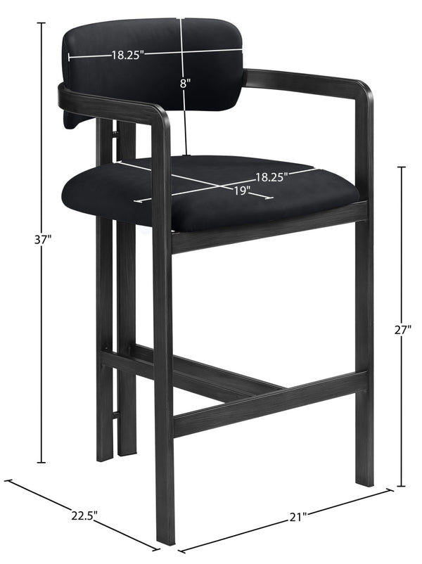 Meridian Furniture Aurum Vegan Leather Counter Stool with Iron Frame for Kitchen Island Seating 88096Black-C