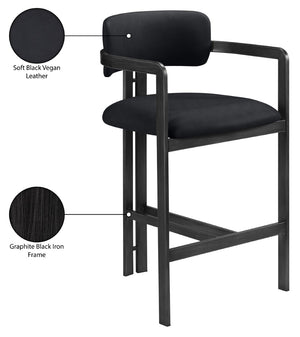 Meridian Furniture Aurum Vegan Leather Counter Stool with Iron Frame for Kitchen Island Seating 88096Black-C