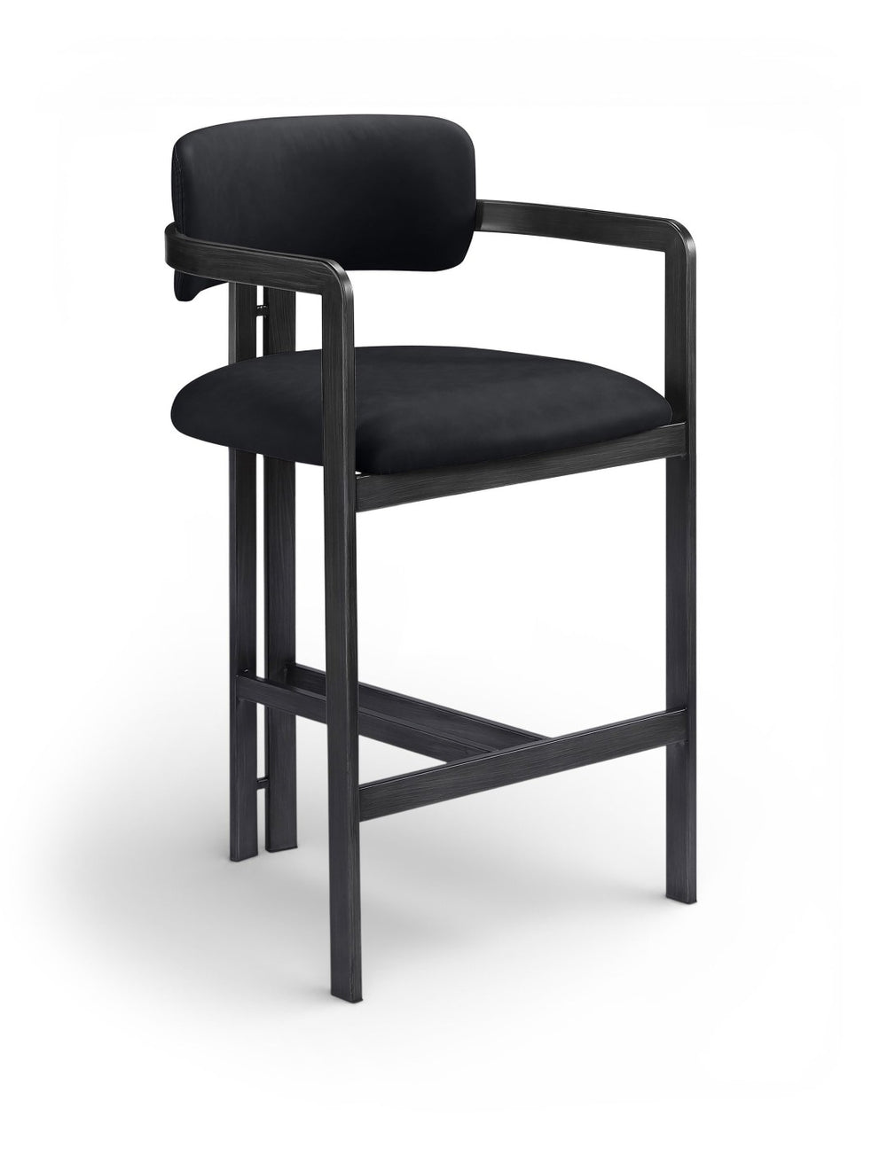 Meridian Furniture Aurum Vegan Leather Counter Stool with Iron Frame for Kitchen Island Seating 88096Black-C