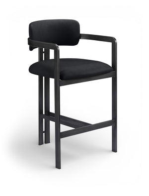 Meridian Furniture Aurum Vegan Leather Counter Stool with Iron Frame for Kitchen Island Seating 88096Black-C