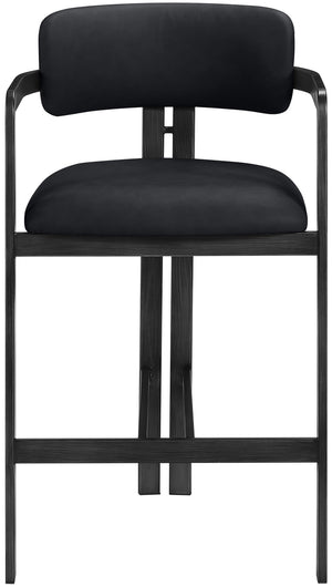 Meridian Furniture Aurum Vegan Leather Counter Stool with Iron Frame for Kitchen Island Seating 88096Black-C