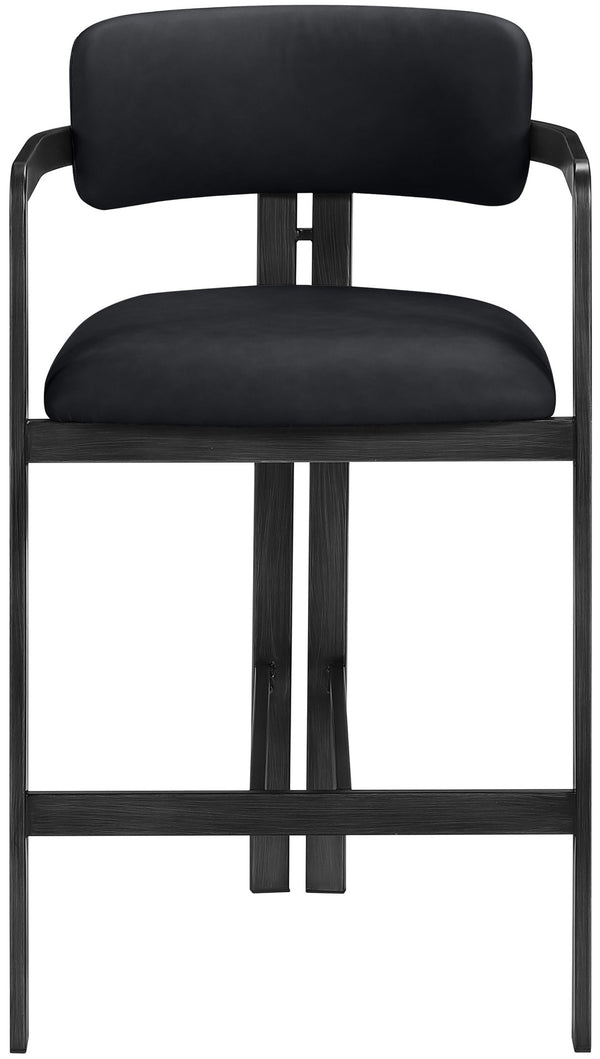 Meridian Furniture Aurum Vegan Leather Counter Stool with Iron Frame for Kitchen Island Seating 88096Black-C