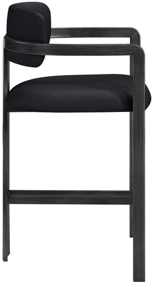 Meridian Furniture Aurum Vegan Leather Counter Stool with Iron Frame for Kitchen Island Seating 88096Black-C