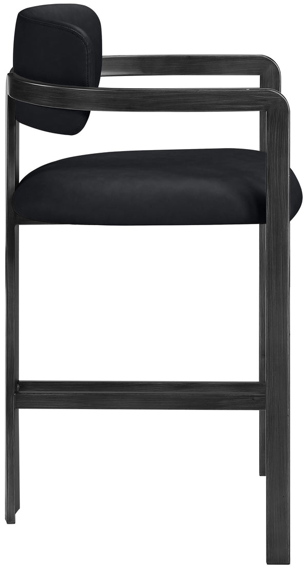Meridian Furniture Aurum Vegan Leather Counter Stool with Iron Frame for Kitchen Island Seating 88096Black-C