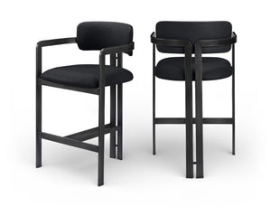 Meridian Furniture Aurum Vegan Leather Counter Stool with Iron Frame for Kitchen Island Seating 88096Black-C
